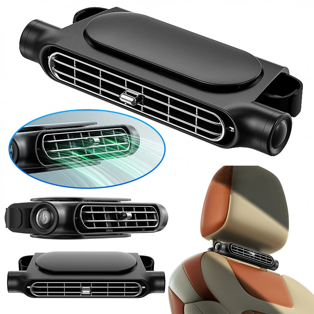 Portable Car Seat Fan – 3-Speed Adjustable USB Cooling